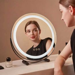 Compact Mirrors Makeup mirror with LED light portable travel makeup 15X magnification composite cosmetic bedroom gift Q240509