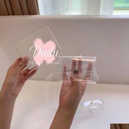 Storage Bags 11X2.8X8Cm Case Smartcc Beauty Cosmetic Clear Fashion Belt Bag Transparecy Organiser With Packing Box Makeup-Gift Drop De Dhdy0