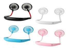 Hand Fan Sports Portable USB Rechargeable Dual Mini Air Cooler Summer Neck Hanging Fan Party Favor Sea 7560215