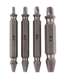 4pcs Double Side Drill Out Damaged Screw Extractor Drill Bits Stripped Screw Removers6791397