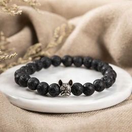 Charm Bracelets Noter New Fancy French Bulldog Bracelet % Natural Stone Braclet Beaded Dog Braslet Pulsera Homme Leisure Accessories Joias Y240510