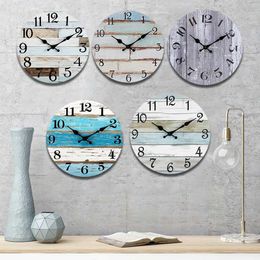 Wall Clocks Modern Simple Circular Clock ICS Silent Digital Wooden Office Cafe Decoration Home Room Gift Q240509