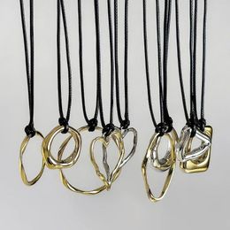 Pendant Necklaces Six Options Geometric Hip-hop Irregular Heart Hollow Wax Line Necklace For Women Fashion Jewellery Minimalist Sand