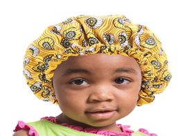 Children Girl Satin Bonnet Adjustable Double Layer Night Sleep Caps Kids African Print Turban Hair Cover Baby Hat7045107