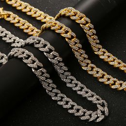 Custom Punk Jewelry Hip Hop Crystal Rhinestone Diamonds Gold Cuban Chain Necklace for Men and Women Fine Jewelry