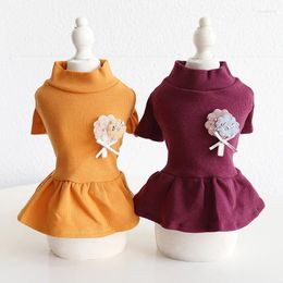 Dog Apparel Solid Colour Small Tree Flower Base Skirt For Dogs Clothing Pet Clothes Two Feet Autumn Dresses Xs-xl Size Cotton Skirts