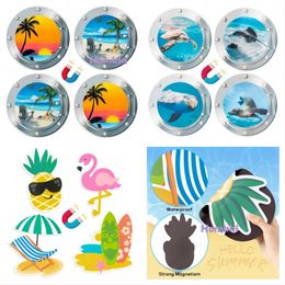 4Pcs Cruise Door Magnets Stickers Magnetic Decals For Car Refrigerator Kitchen Cabinet Decoration Tropical Hawaii Party Sticker 240429