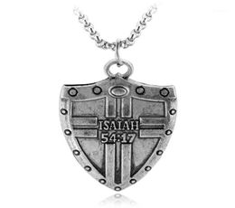 Isaiah 5417 Shield Supernatural Alloy Pendent Necklace Scripture Religious Fitness Shields Vintage Couple Cool Gift For Men Chain8703060