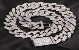 18mm Bling SLink Miami Cuban Chain Necklaces Hiphop Mens Iced Out Rhinestones Fashion Jewelry1062291
