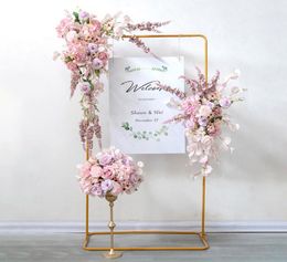 Decorative Flowers Wreaths Pink Artificial Silk Wedding Backdrop Decor Arrange Arch Table Centerpieces Row Flower Party Window D7275892
