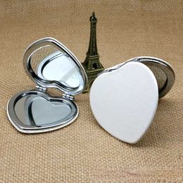 Compact Mirrors Folding pocket makeup mirror circular square heart-shaped all white double-sided womens beauty skin care Q240509