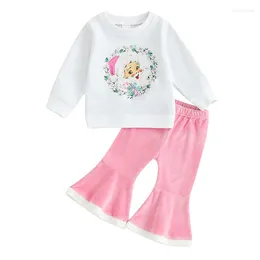 Clothing Sets Pudcoco Kid Infant Baby Girls Pants Set Santa Claus Print Sweatshirt With Flare Christmas Outfit 6M-4T