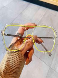 Yellow Purple Clear Glasses Frame For Women Fashion Vintage Alloy Sunglasses Female Luxury Brand Square Eyewear1369610