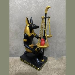 Aqumotic Ancient Egyptian Idols Dog of Egypt Jackal Statues Decoration Sculpture Quality Resin Ornaments Furniture for Display 240510