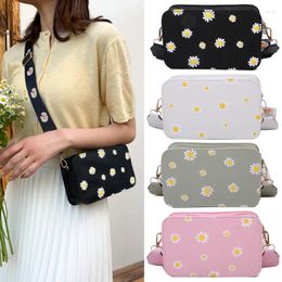 Evening Bags Trend Women Bag Daisy Pattern Shoulder Handbag Printed Small Square Tote Classic Elegant Crossbody Sac