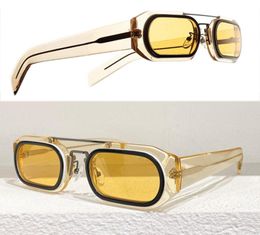 Mens Sunglasses SPR 01WS Casual Business Mens Designer Sun glasses Yellow Transparent Frame Driving Vacation AntiUV400 With Box9789343