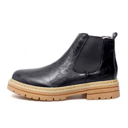 Platform Boots Men Style Ankle Leather Botas Hombre Winter Plush Warm Big Size 47 48 Thick Soles