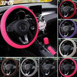 Steering Wheel Covers New universal mesh elastic steering wheel cover gear cover handbrake cover handle gloves two or three sets T240509