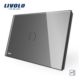 Livolo AU US C9 Standard Touch Switch Grey Crystal Glass Panel2ways Touch Control Light Switchcross remote wireless control T208010202