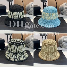 Designer Bucket Hat Luxury Handwoven Straw Hat Brand Trendy Letter Hat Summer Beach Travel Sun Protection Hat Men Women Casual Versatile Hat