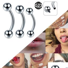 Labret Lip Piercing Jewellery Labret 10Pcs Piercings Eyebrow Rings Ball Eye Tongue Curved Barbell Daith Helix Earring Tragus 230614 D Dh1Ck