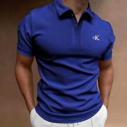 Men's Polos Mens summer short sleeved casual solid color polo shirt with pockets Q240509