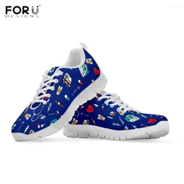 Casual Shoes FORUDESIGNS Cute Cartoon Pattern Woman Flats Equipment Nursing Sneaker Breathable Spring/Autumn Shoe