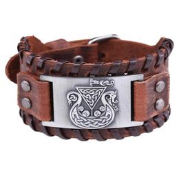 Charm Bracelets Trendy Nordic Odin Triangle Pirate Ship Bracelet Viking Men039s Fashion Leather Woven Accessories Party Jewelry2072741