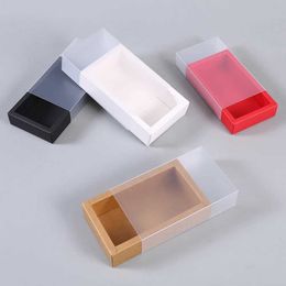 3Pcs Gift Wrap 10pcs Frosted PVC Windows Multi Size Kraft Paper Gift Box Package Wedding Party Cookies Candy Box Exquisite Drawer Box Supplies