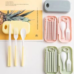 Dinnerware Sets Portable Knife Fork And Spoon Set Detachable Student Cutlery Combination Three-piece Travel Box