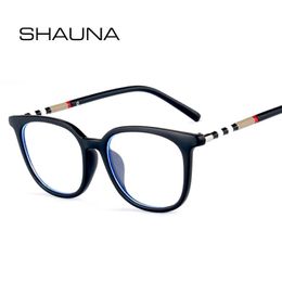 SHAUNA Anti Blue Light TR90 Women Cat Eye Glasses Frames Luxury Men Optical Computer Glasses 240510