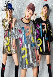 Hello528shop Sequins Nightclub DS Hip Hop Costume Performance Sequined Dance Adult Jazz Collar Shirts Ladies Tops9145669