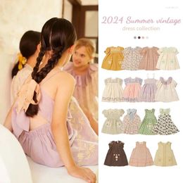 Clothing Sets Girls' Dresses Summer 2024 Apolina Pastoral Girl Embroidery Sweep Dress Princess