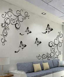 3D lowest black butterfly flower Wall sticker home decor poster flora butterflies TV wall beautiful decoration2723785