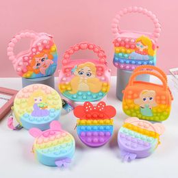 Multiple styles of cute small change press music backpack food silicone children's puzzle stress relief toy bag 78% factory wholesale