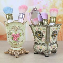 Storage Bottles Resin Embossed Makeup Brush Tube Cosmetic Organiser Box Bucket Desktop