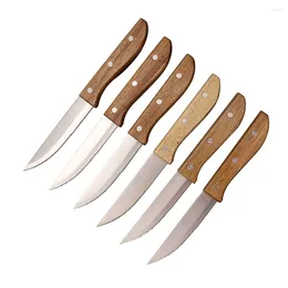 Knives 6pcs/set Stainless Steel Steak Dinner Knife With Wood Handle Table Set Restaurant Cutlery Dinnerwares