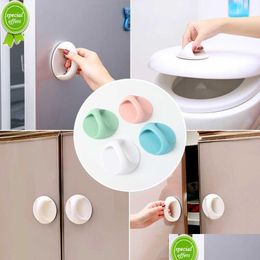 Door Locks New 1/5Pc Punch- Seamless Door Handle Round Sticky For Cupboards Window Ders Wardrobe Handles Balcony Glass Sliding Drop De Dhmnr