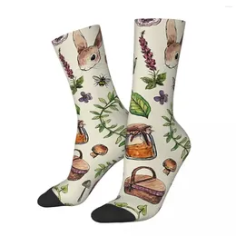 Men's Socks Cottagecore Light Green Mushroom Mushrooms Forest Kawaii Drawstring Sports Cartoon Pattern Sock Harajuku Men Happy Hip Hop