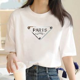 Women's T-Shirt Luxury brand Fashion Colorful triangle Paris letter print crew collar clothing Short slve T-shirt Womens summer Y2K top T240508
