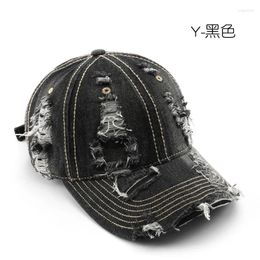 Ball Caps Japanese Style Female Spring And Autumn Personalized Washed Denim Perforated Duckbill Cap For Outdoor Men's Travel Warmth Sun P