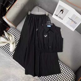 Two Piece Dress designer 24 Spring/Summer Sweet Cool Style Set Series Polo Collar Sleeveless Top Paired with Elastic Folded Half Skirt piece for Women MFB9