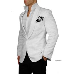 フォーマルネイビーブルーホワイトウェディングタキシードペイズリーイブニングパーティーocn Groom Suits Groomsmen Best Men Blazer Only Jacket0510