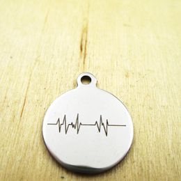 Pendant Necklaces 20pcs/lot-ECG Stainless Steel Charms - Laser Engraved Customised DIY Pendants