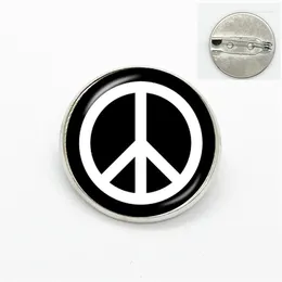 Brooches Arrival Peace Symbol Collar Pin Brooch Round Hippie Sign Bus Glass Dome Cabochon Lapel Pins Jewellery Gifts