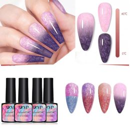 4PCS Thermal Nail Gel Polish Swirl Thread Effect Temperature Colour Changing Semi Permanent DIY Manicure Art 240430