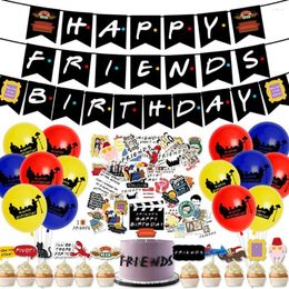 Party Decoration Friends TV Show Birthday Happy Banner Cake Topper Balloons Stickers For Fans Supplies