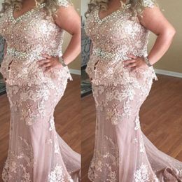plus size mermaid african mother of bride dresses lace beaded crystals mother of groom dresses stunning evening formal gowns 262G