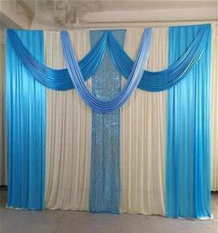 Party Decoration 3Mx3M Design Wedding Stage Backdrop Sequin Curtain With Swags Birthday270K287p7498976