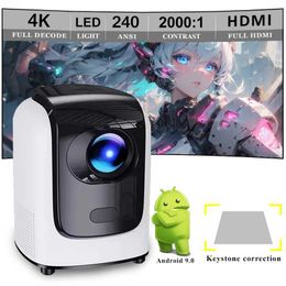 Projectors LED Projector 240ANSI Entertainment Diascope Android 9.0 WIFI6 Intelligent Portable Projector Supports 4K Home Video Projector and Speakers J240509